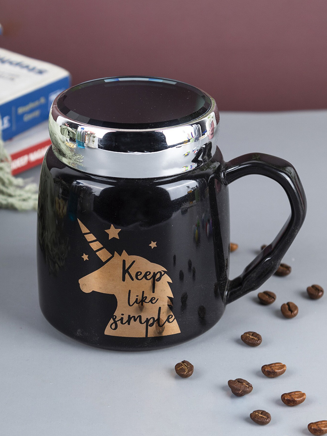 MARKET99 Studio Black Animal Print Ceramic Microwave Safe 2 Piece Mugs-420ml