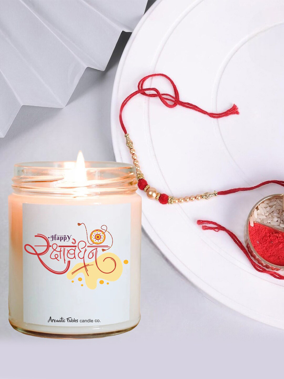 Aromatic Fables Rakhi Gift Set With Grape Scented Candle