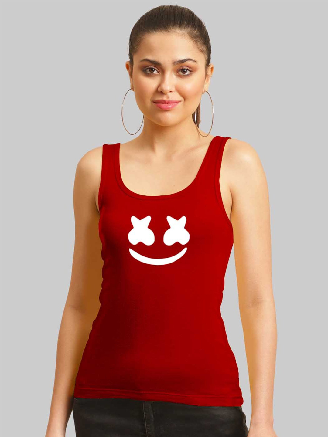 FBAR Scoop Neck Graphic Printed Cotton Tank Top