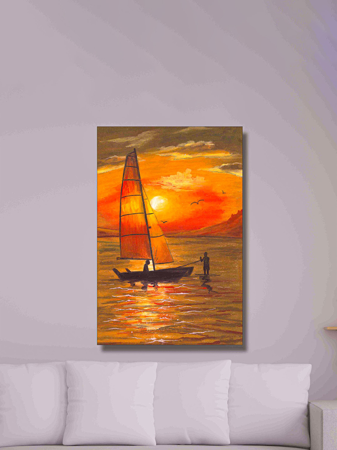 SAF Yellow & Orange Colored Nature Art Printed Canvas Wall Art