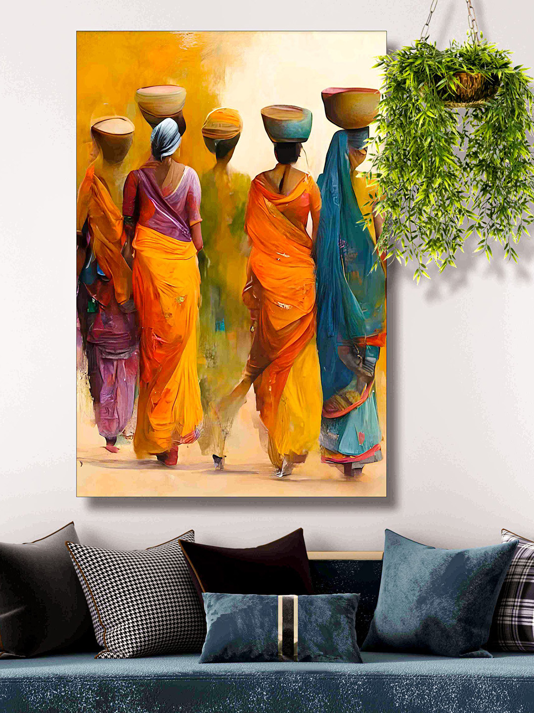 SAF Orange & Blue Printed Rolled Wall Art