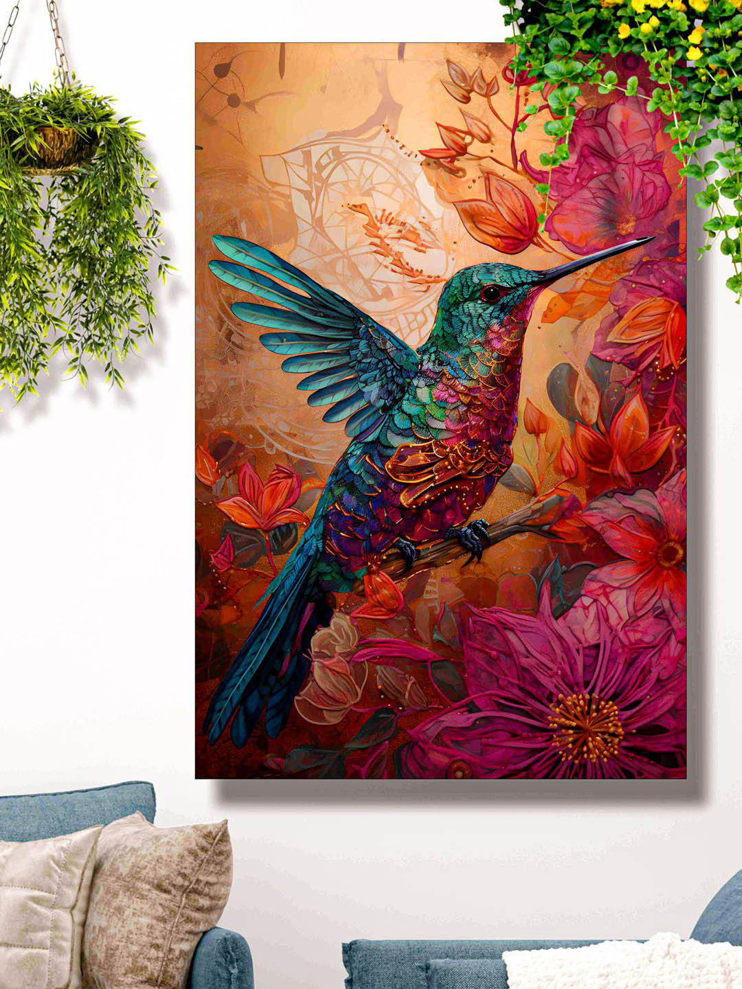 SAF Colorful Bird Canvas Wall Rectangle Paintings Wall Art -24 x 36 In