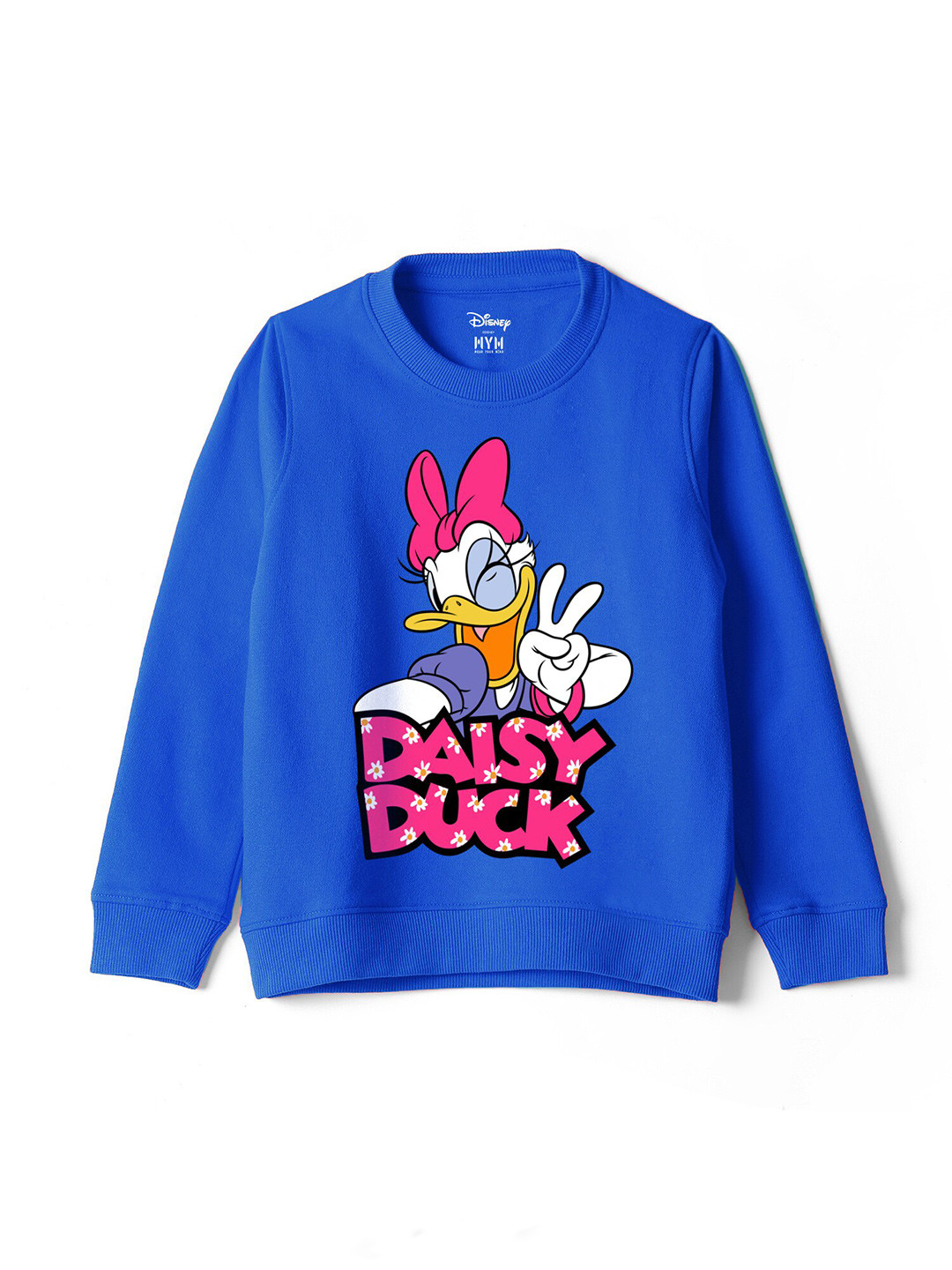 Wear Your Mind Girls Daisy Duck Printed Round Neck Cotton Sweatshirt