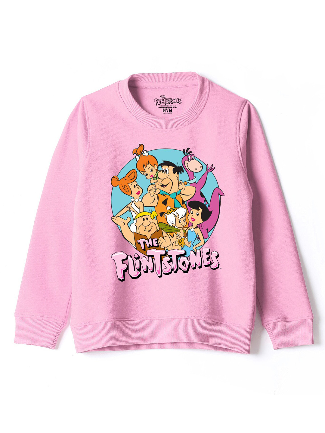 Wear Your Mind Girls Flintstones Printed Long Sleeves Pure Cotton Sweatshirt