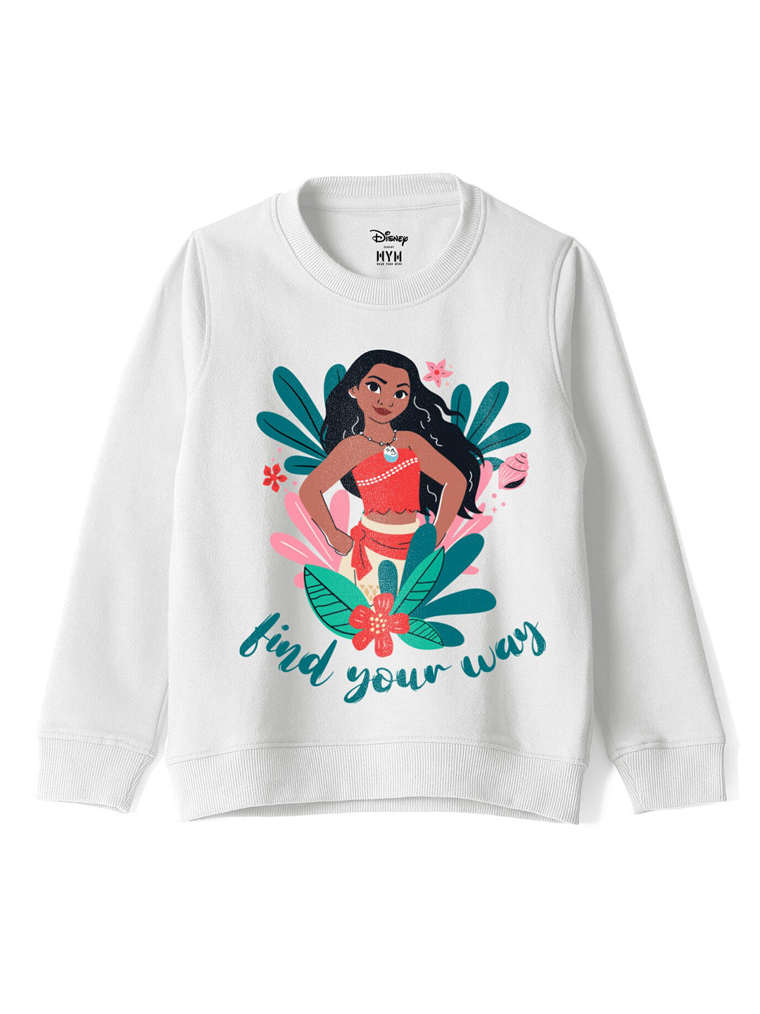 Wear Your Mind Girls Moana Graphic Printed Round Neck Cotton Regular Sweatshirt
