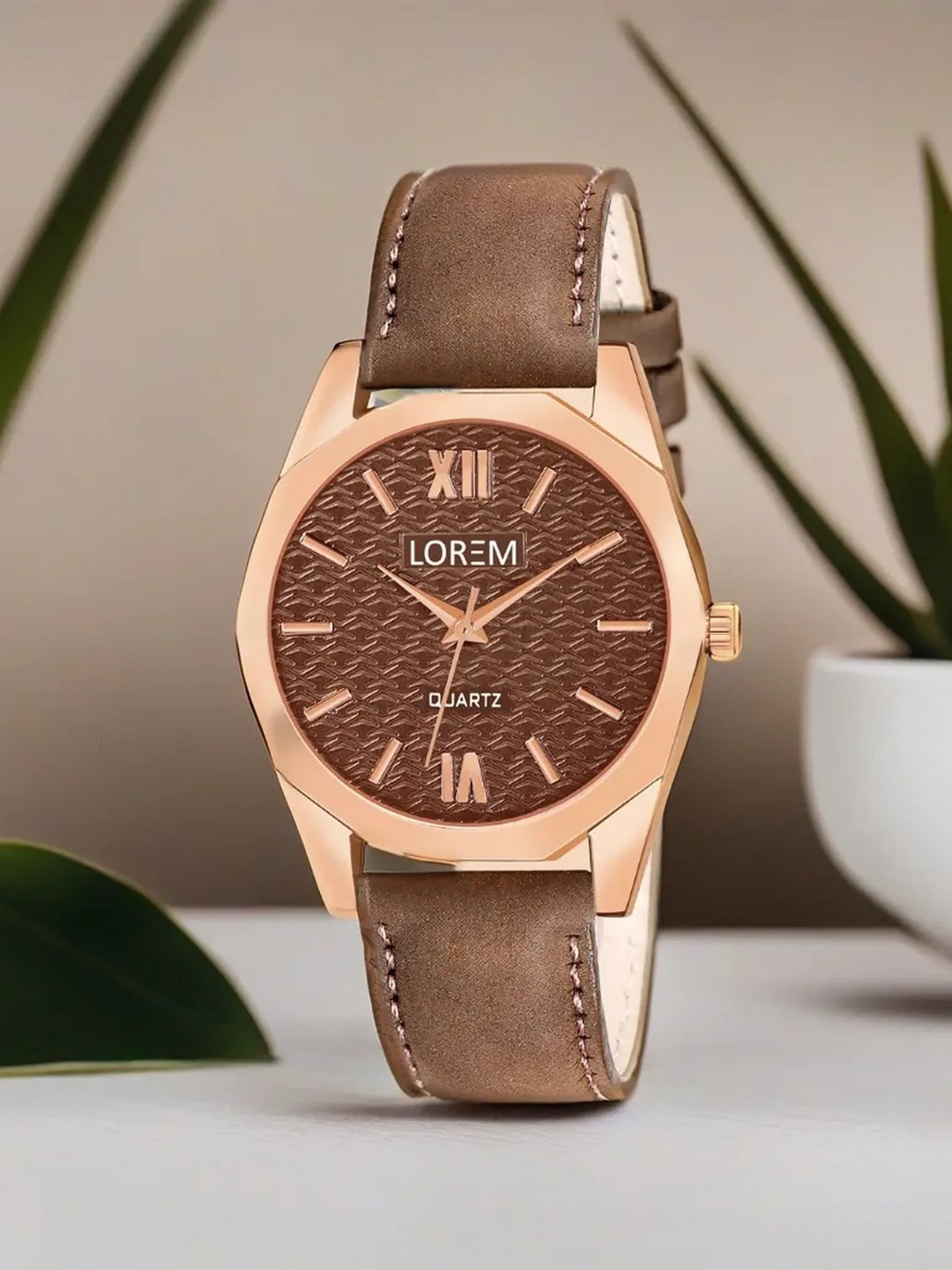 LOREM Women Textured Dial Leather Straps Analogue Watch LR330