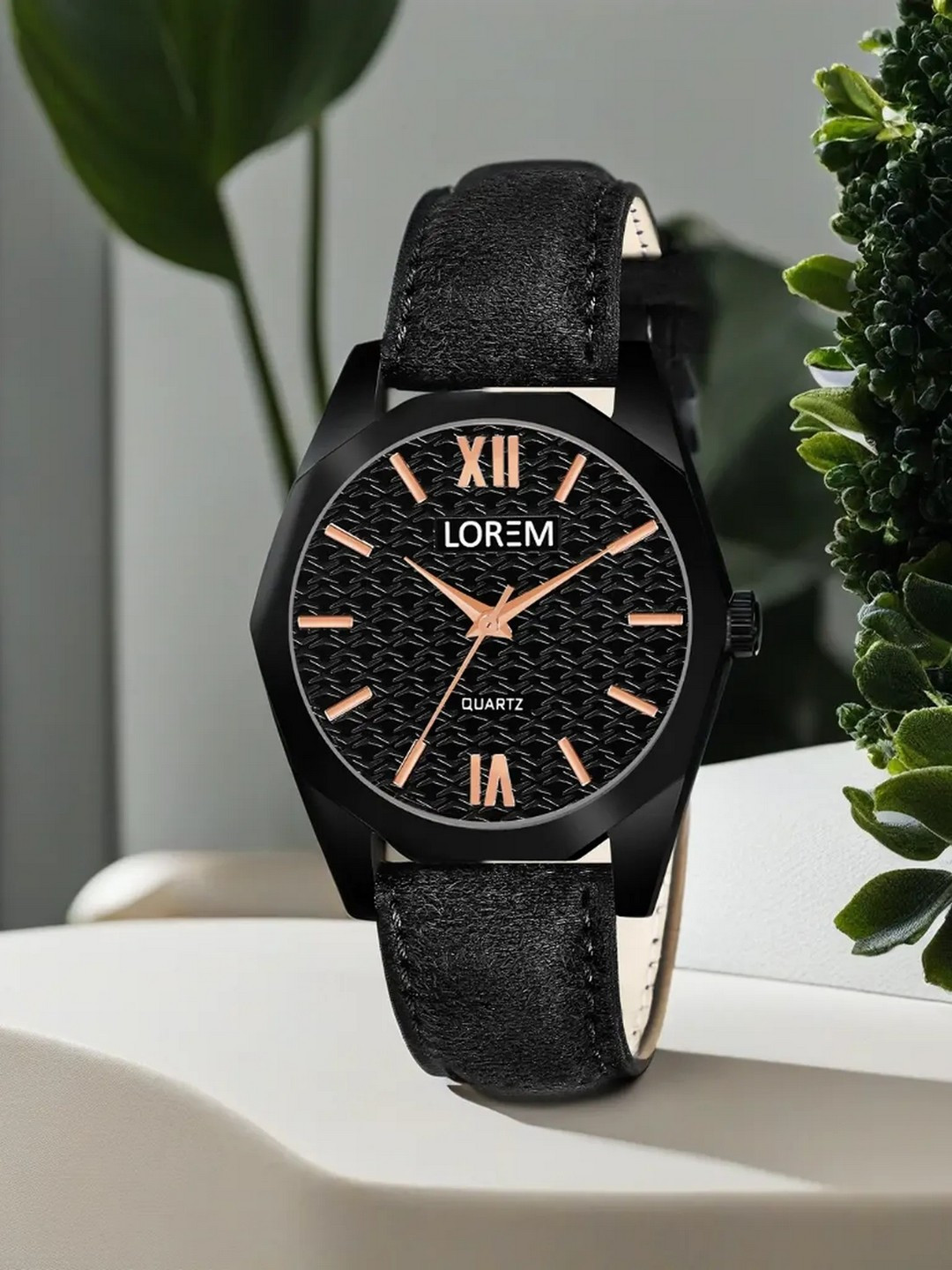 LOREM Women Textured Dial Leather Straps Analogue Watch LR328