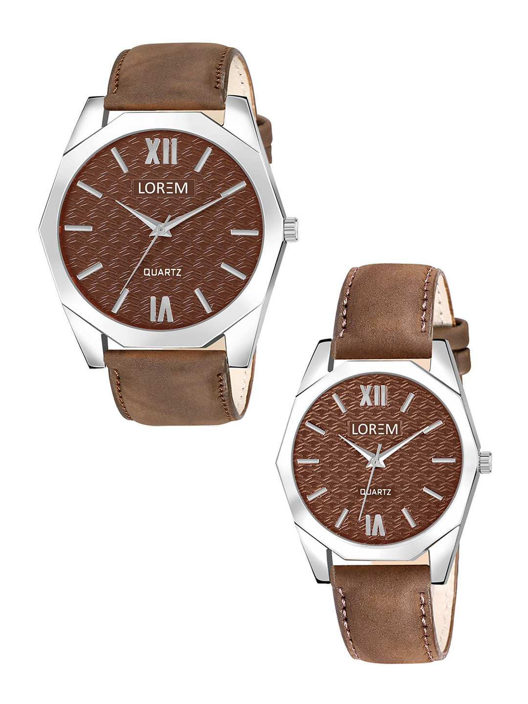 LOREM Unisex Brass Dial & Leather Straps Analogue Watch LR85-LR332