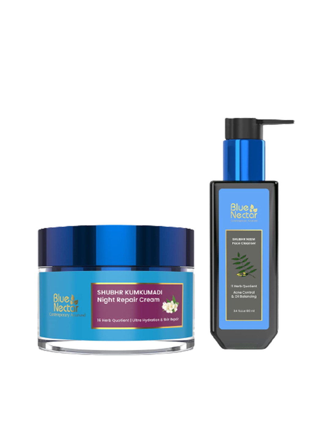 Blue Nectar Shubhr Set Of 2 Kumkumadi Night Repair Cream & Acne Face Wash