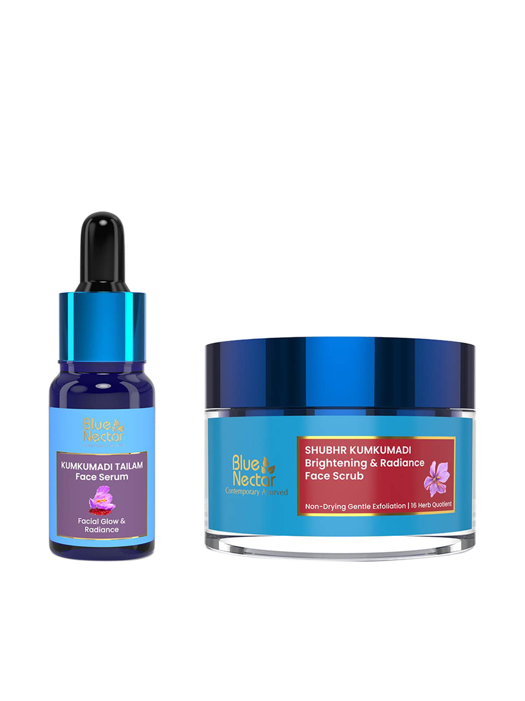 Blue Nectar Set of De Tan Kumkumadi Tailam Face Serum & Face Scrub - 60 ml