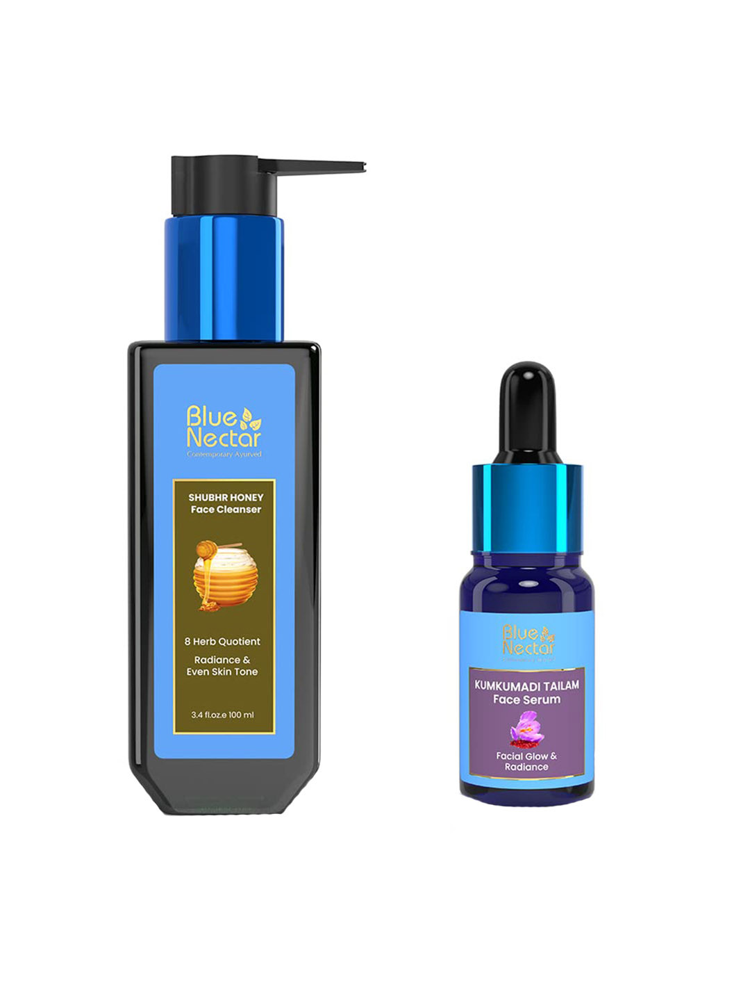 Blue Nectar Set Of 2 Kumkumadi Tailam Face Serum & Saffron & Radiance Face Cleanser