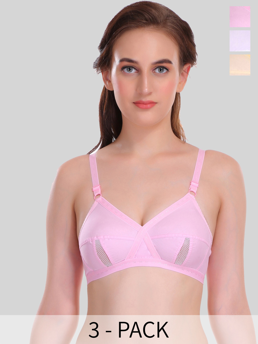 SELFCARE Pack Of 3 Rapid Dry All Day Comfort Super Support Cotton Everyday Bras