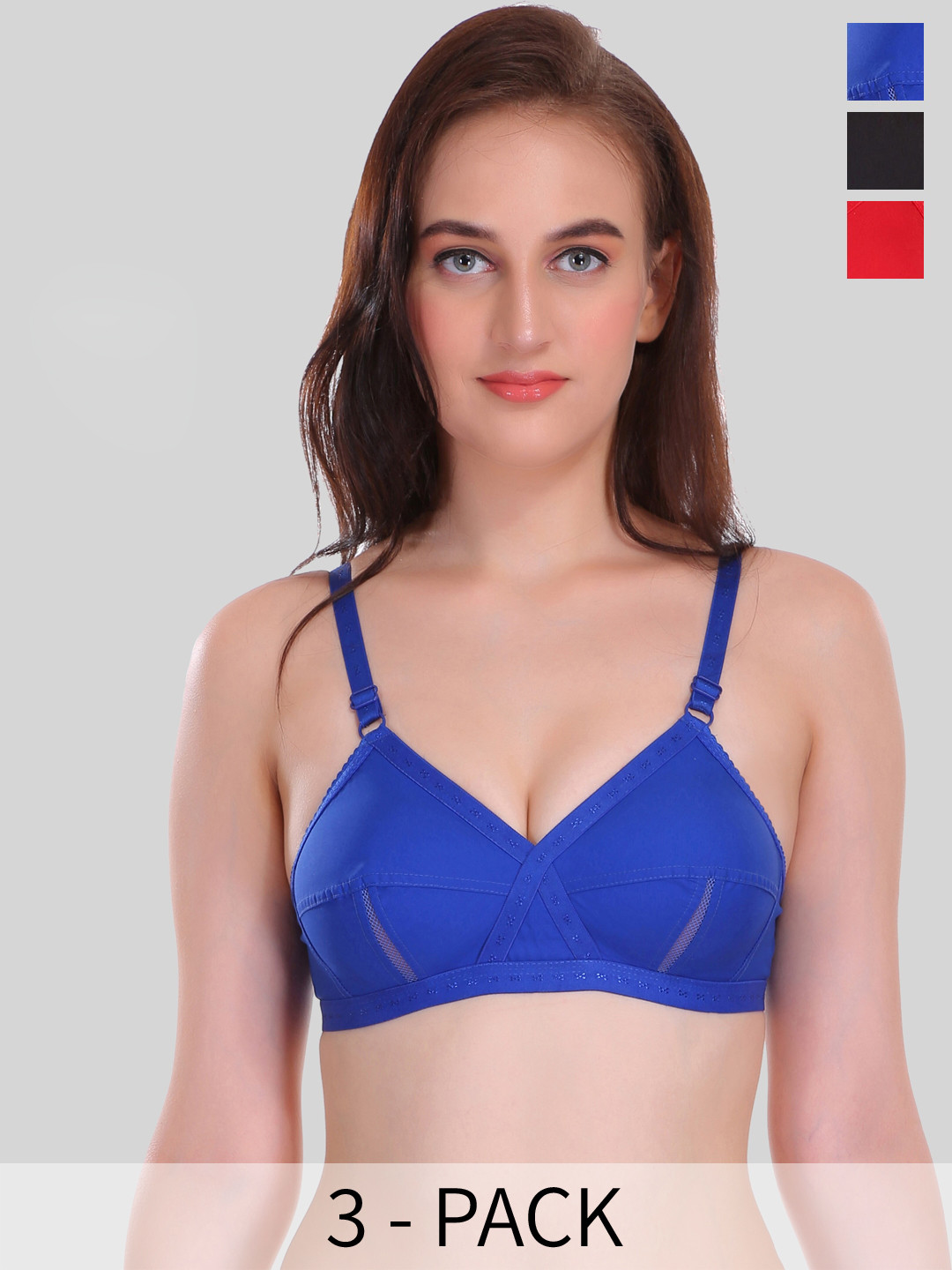 SELFCARE Pack Of 3 Rapid Dry All Day Comfort Super Support Cotton Everyday Bras