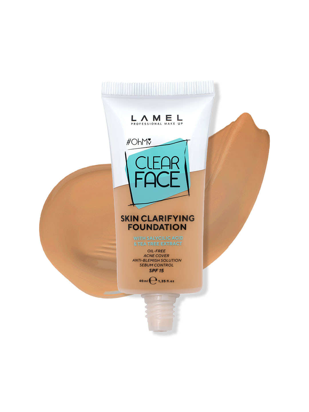 LAMEL Oh My Clear SPF15 Face Foundation with Tea Tree 40 ml - Sand 406