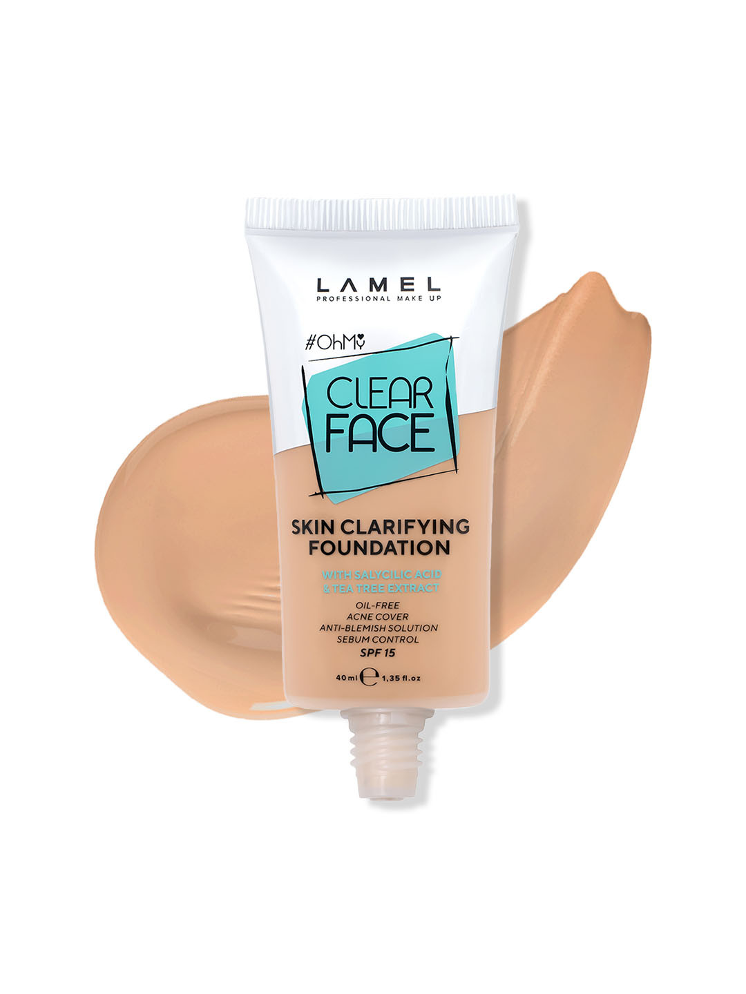LAMEL Oh My Clear SPF15 Face Foundation with Tea Tree 40 ml - Custard 404