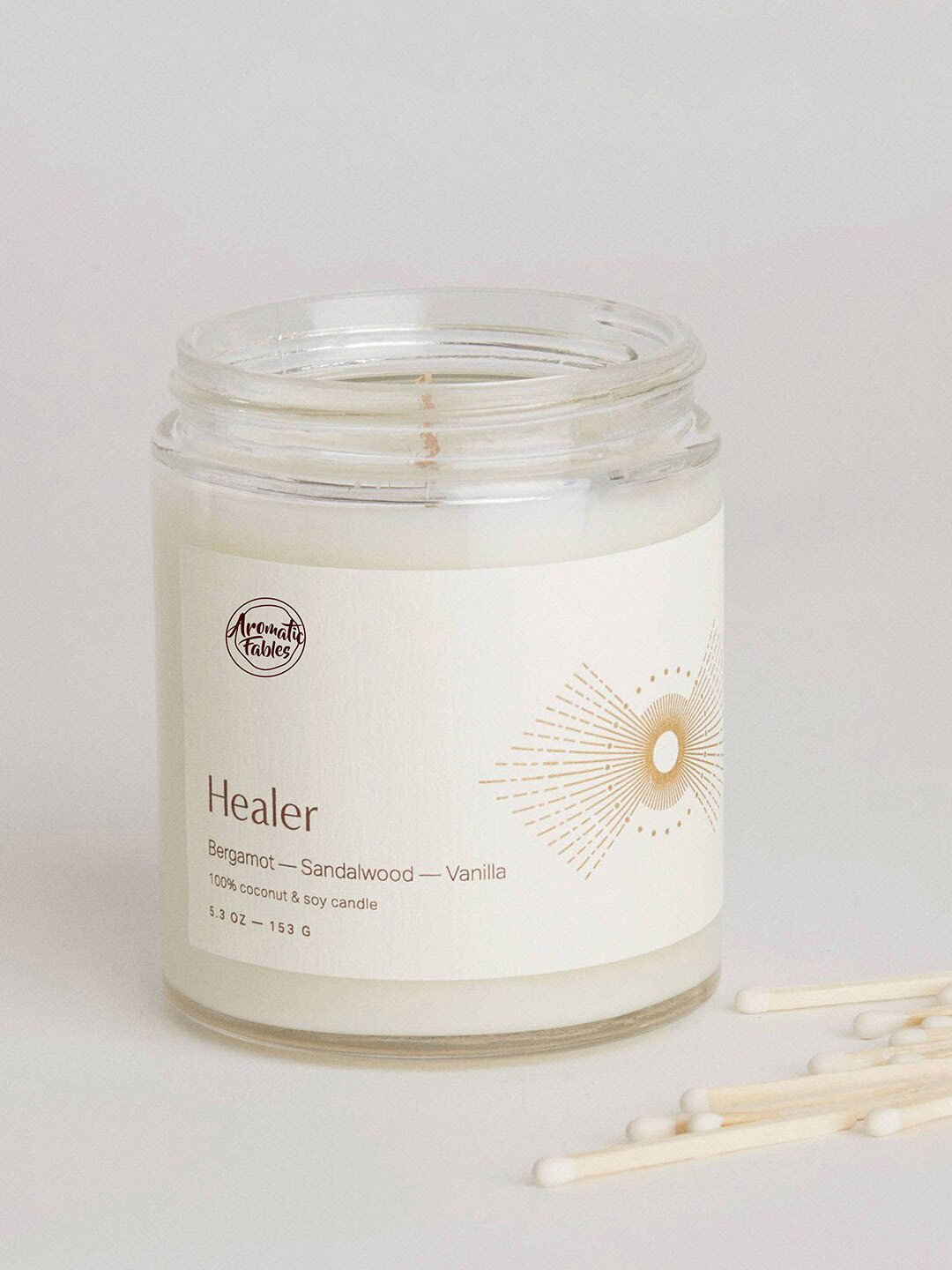 Aromatic Fables Healer Bergamot, Sandalwood and Vanilla Solid Round Regular Jar Candles
