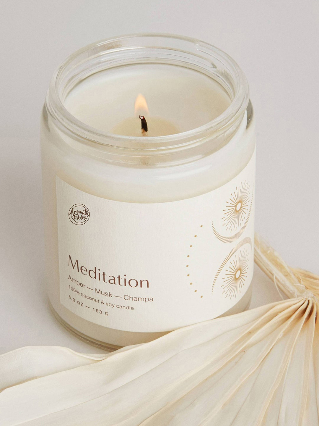 Aromatic Fables Meditation Glass Jar Amber, Musk and Champa Solid Candles