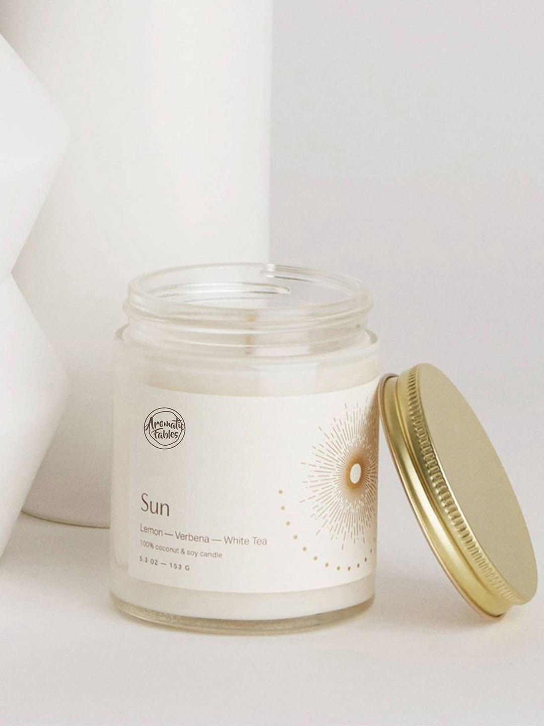 Aromatic Fables Sun Glass Lemon, Verbena and White Tea Solid Square Regular Jar Candles