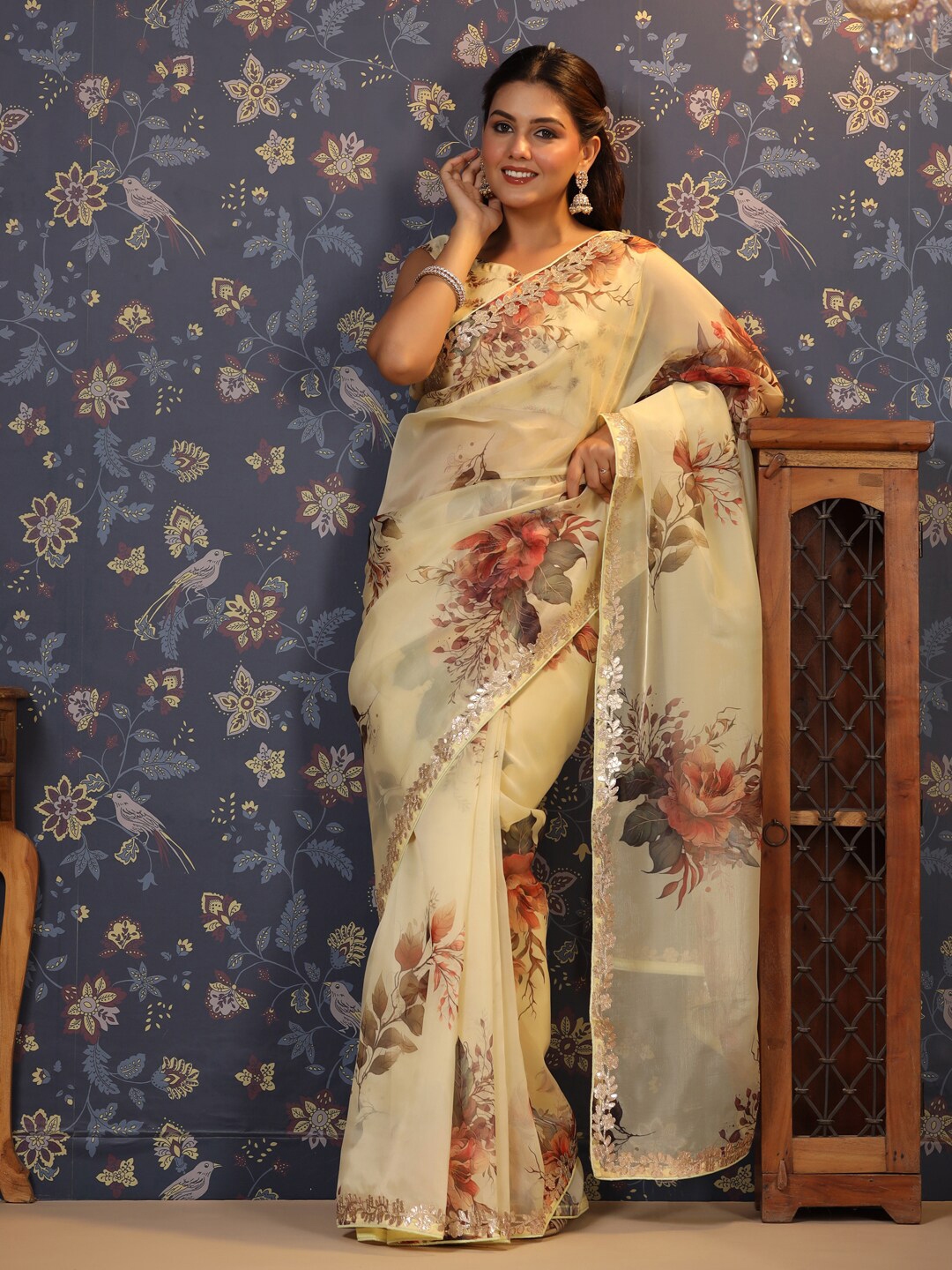 Gota patti saree cheap myntra