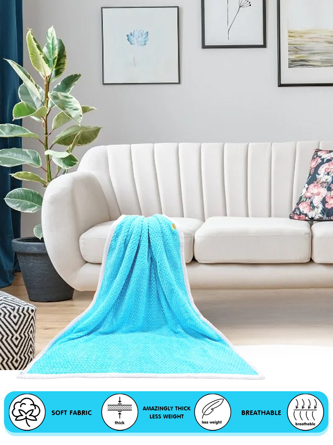 OyO Baby Infants Kids Blue 300 GSM Super Soft Square Baby Blanket