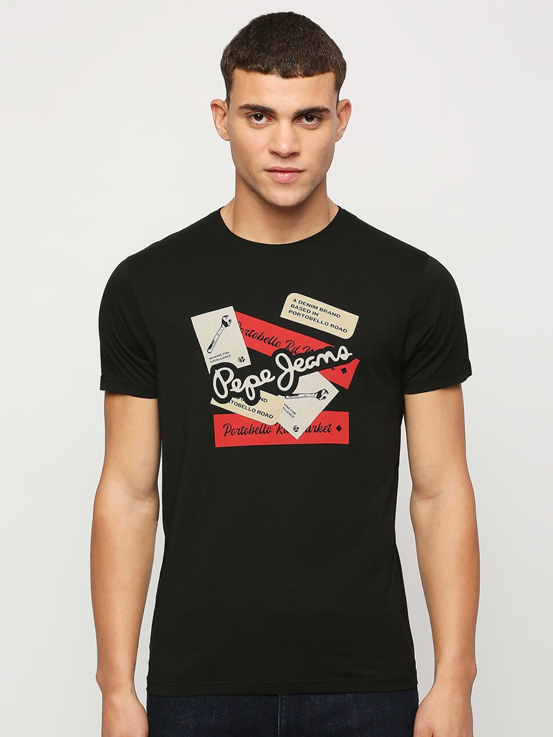 Pepe Jeans Typography Printed Cotton Slim Fit T-shirt
