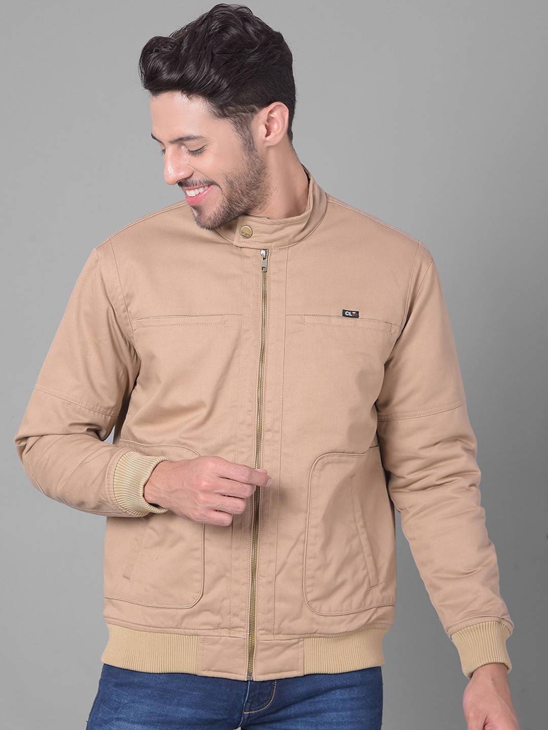 Canary London Stand Collar Cotton Bomber Jacket