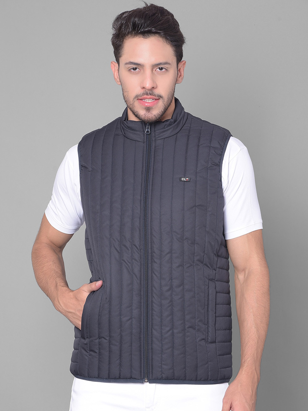 Canary London Self Design Lightweight Mock Collar Padded Jacket