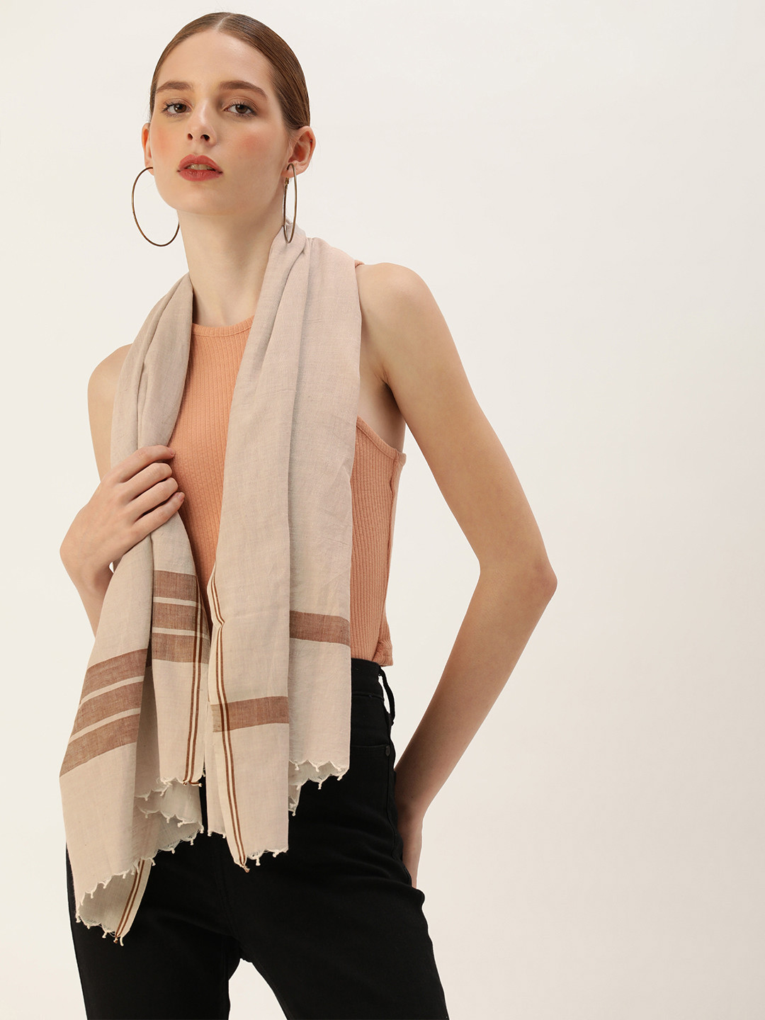 ASVA Women Frayed Solid Scarf