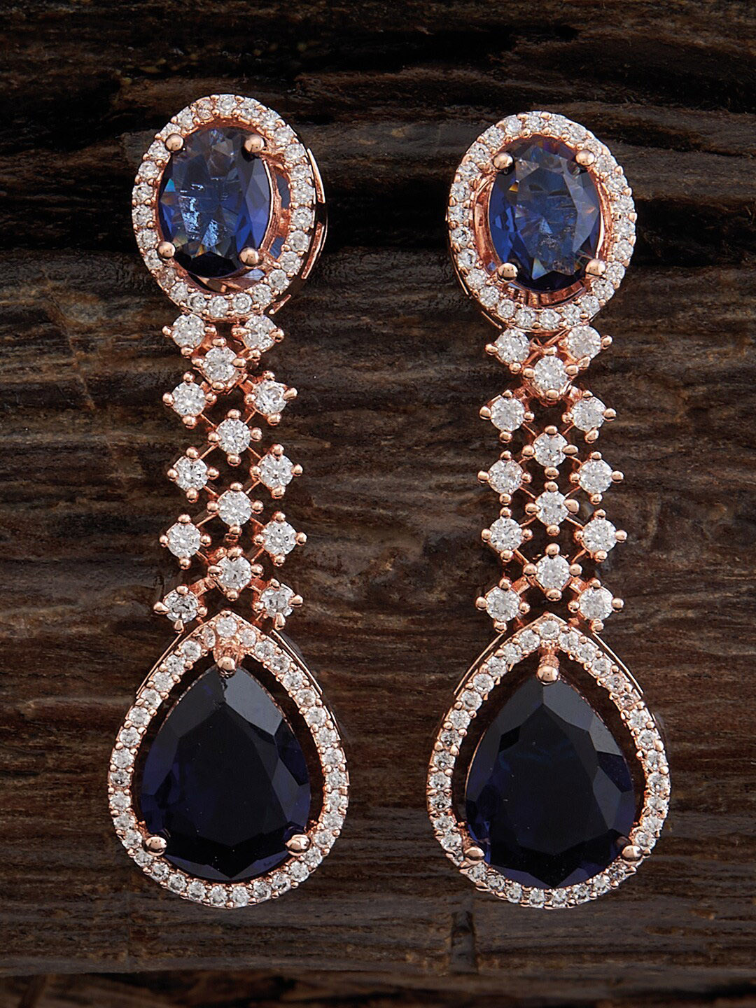 Kushal's Fashion Jewellery Embellished Bridal Ruby Rhodium Gold-Plated CZ  Pendant Set