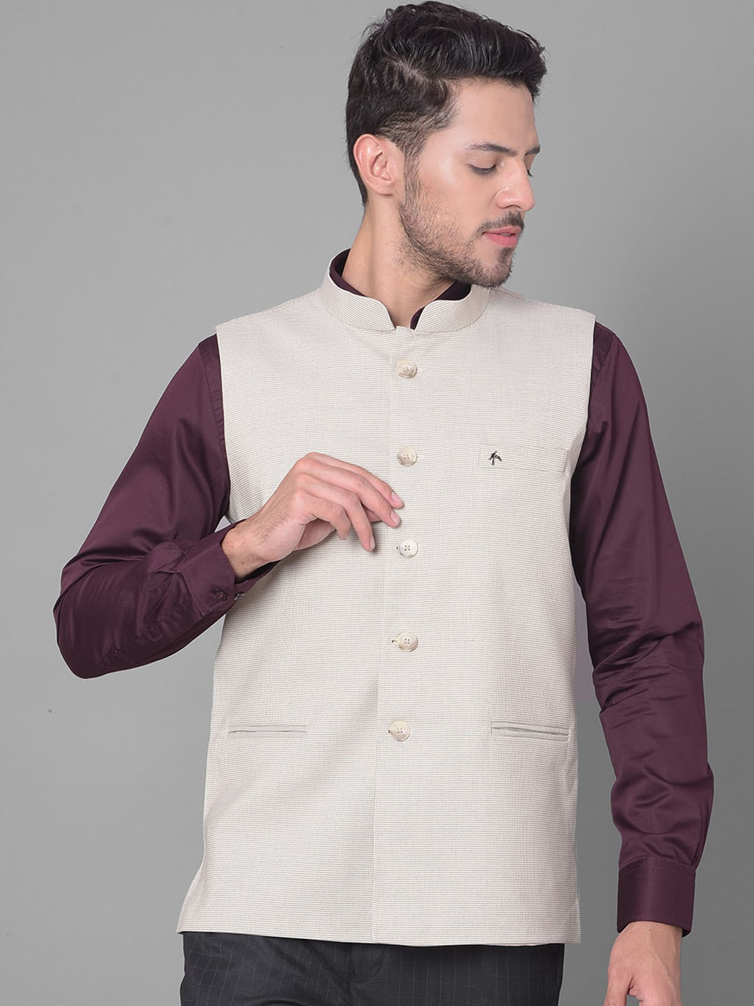 Canary London Textured Woven Formal Waistcoat