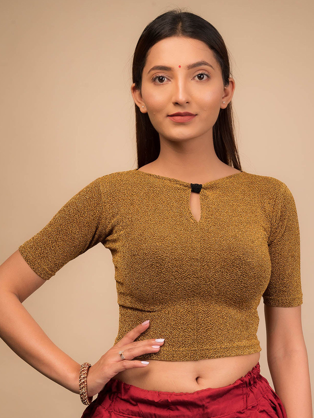 Bindigasm's Advi Keyhole Neck Stretchable Saree Blouse