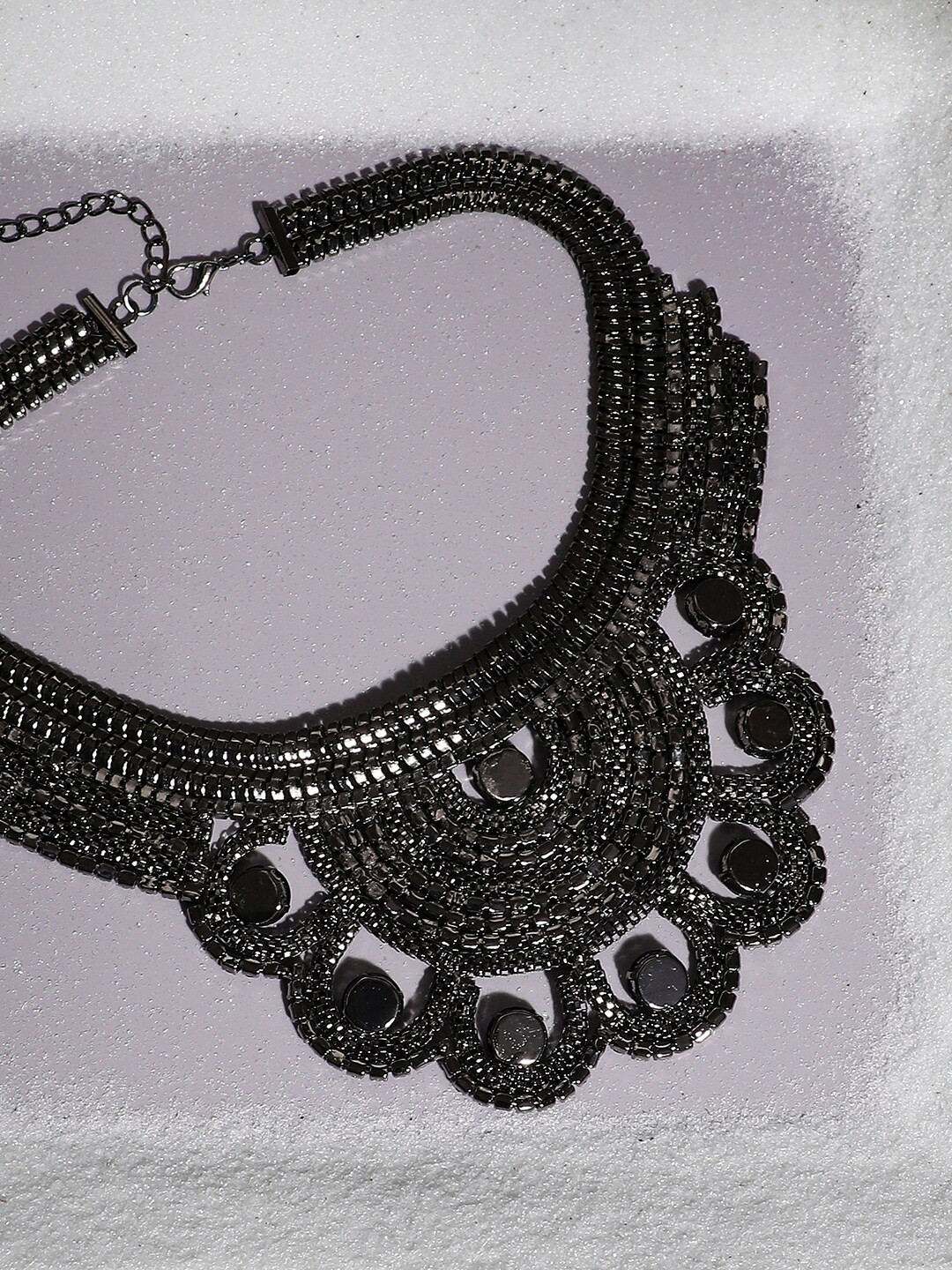 SOHI Silver-Plated Chunky Crystal Necklace