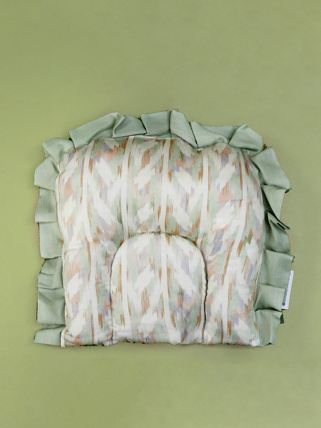 Fancy Fluff Green Abstract Cotton Medium Fibre Baby Pillow-22.8 x 22.8 cm