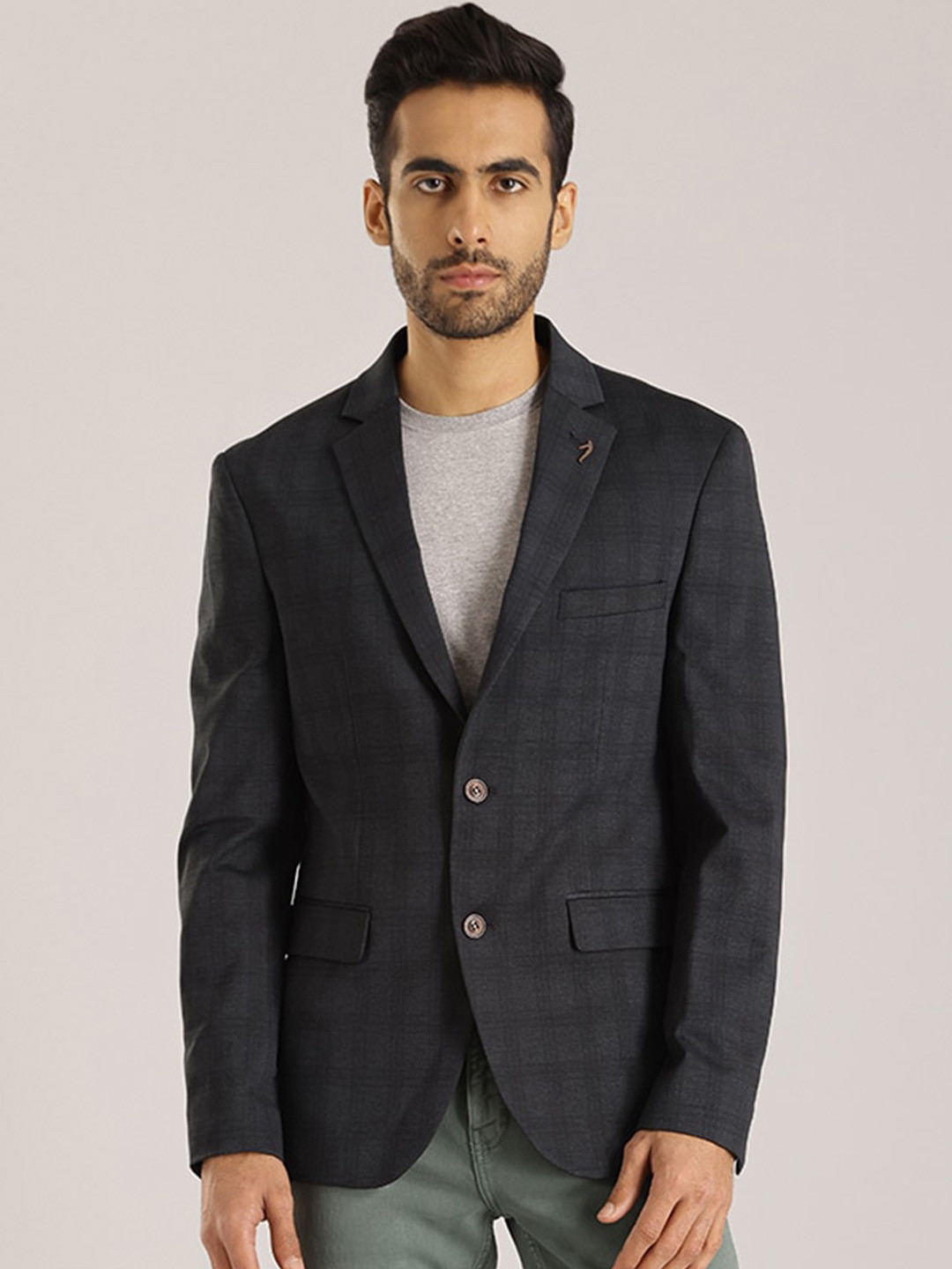 Indian Terrain Checked Single Breasted Blazer