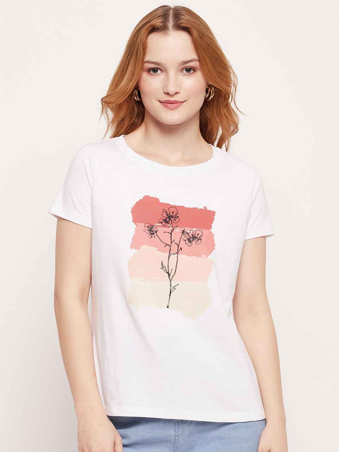 Mast & Harbour Graphic Printed Pure Cotton T-shirt