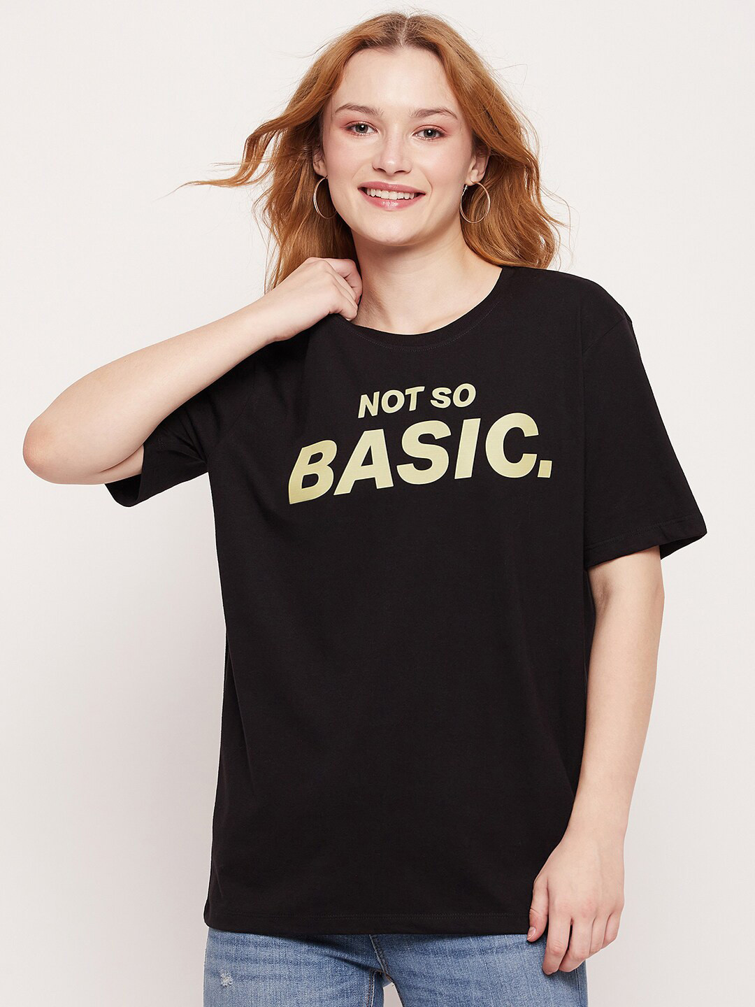 Mast & Harbour Typography Printed Pure Cotton T-shirt