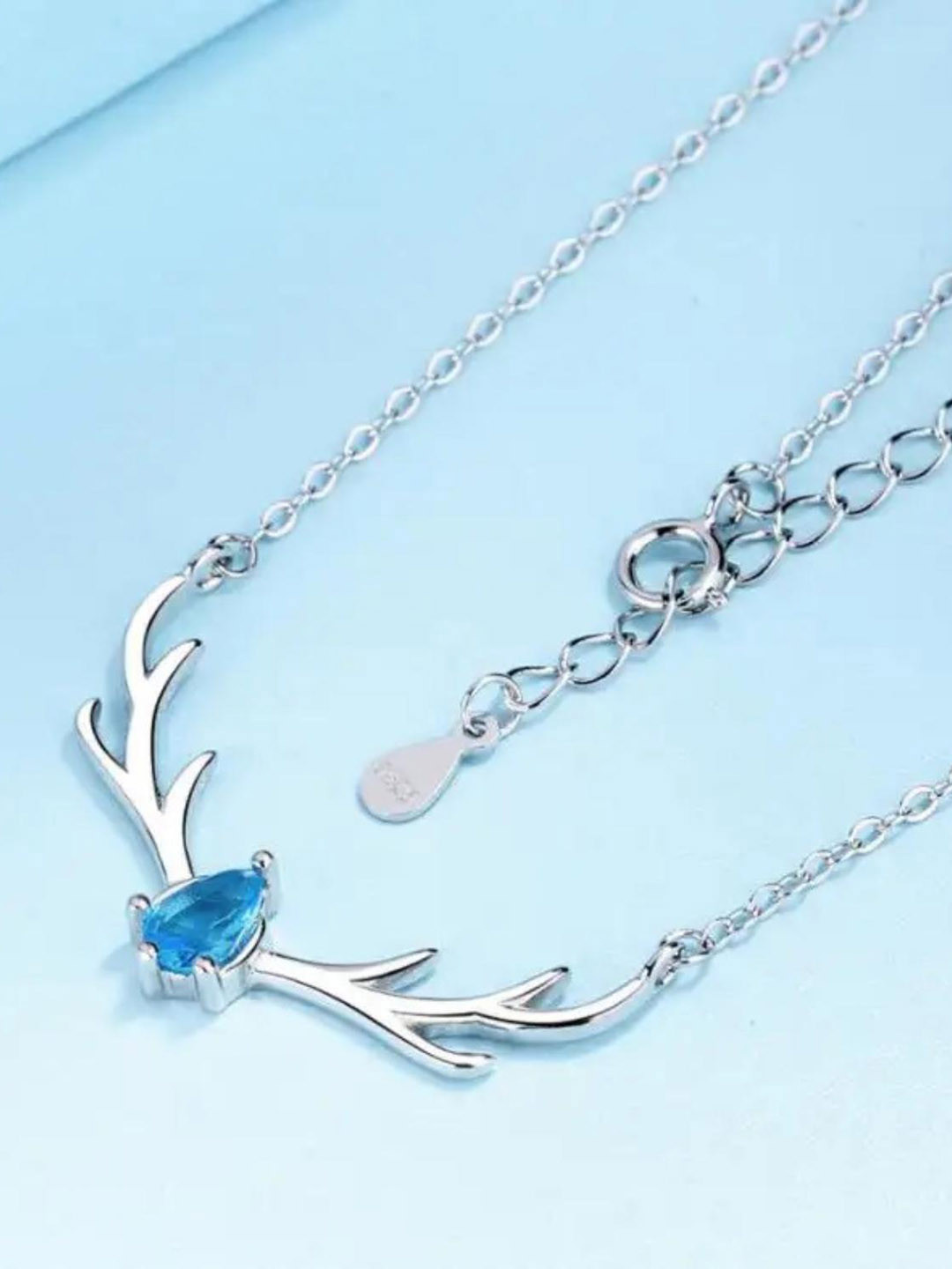 MYKI Silver-Plated CZ-Studded Reindeer Pendant Chain