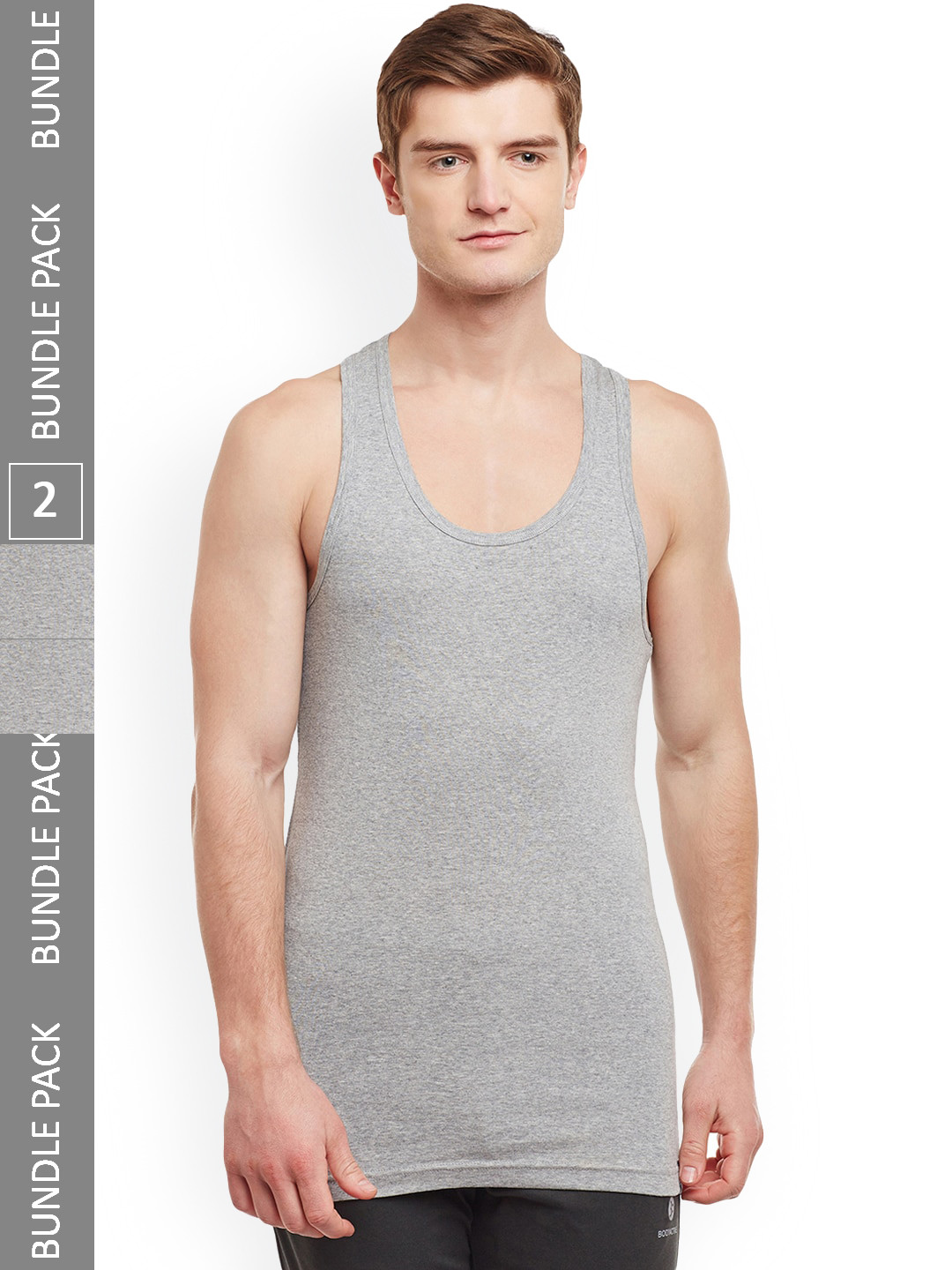 BODYX Pack Of 2 Pure Cotton Gym Innerwear Vests BX213-GM-PO2-95