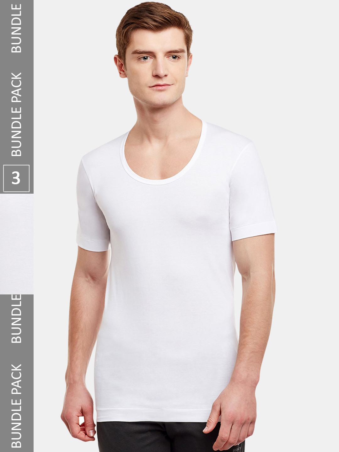 BODYX Pack Of 3 Pure-Cotton Basic Innerwear Vests BX203-W-3-95