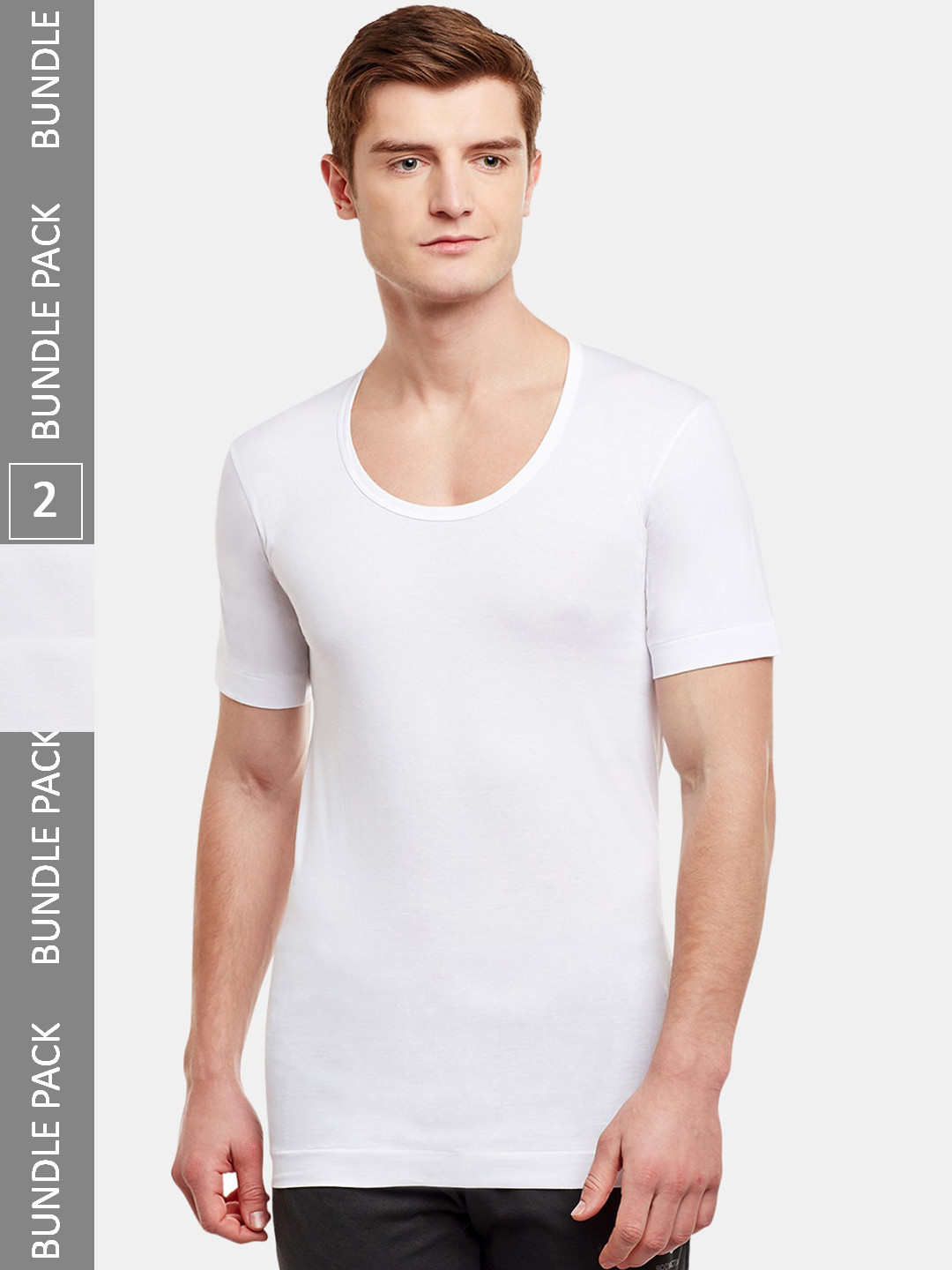 BODYX Pack Of 2 Round Neck Pure Cotton Innerwear Vests BX203-W-PO2-105