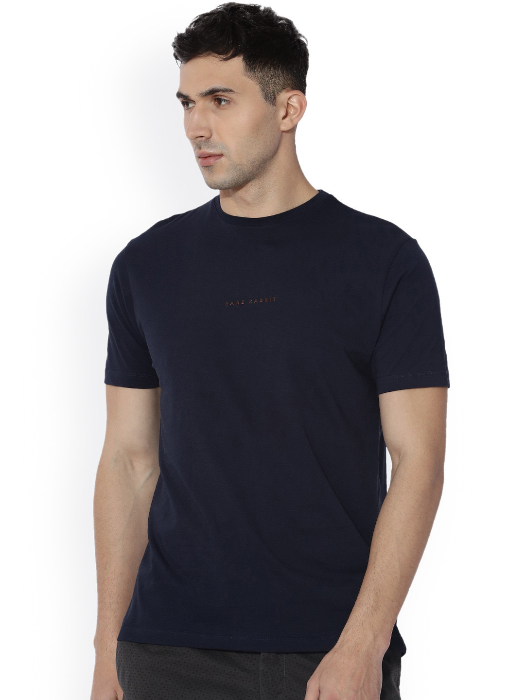 Buy RARE RABBIT Men Navy Blue Solid 