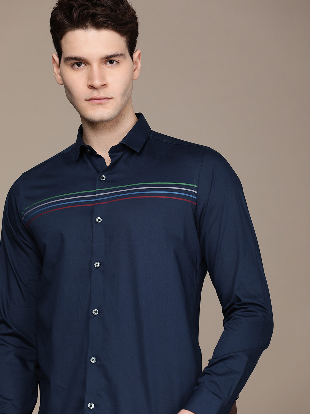 SIMON CARTER LONDON Men Slim Fit Horizontal Striped Casual Shirt