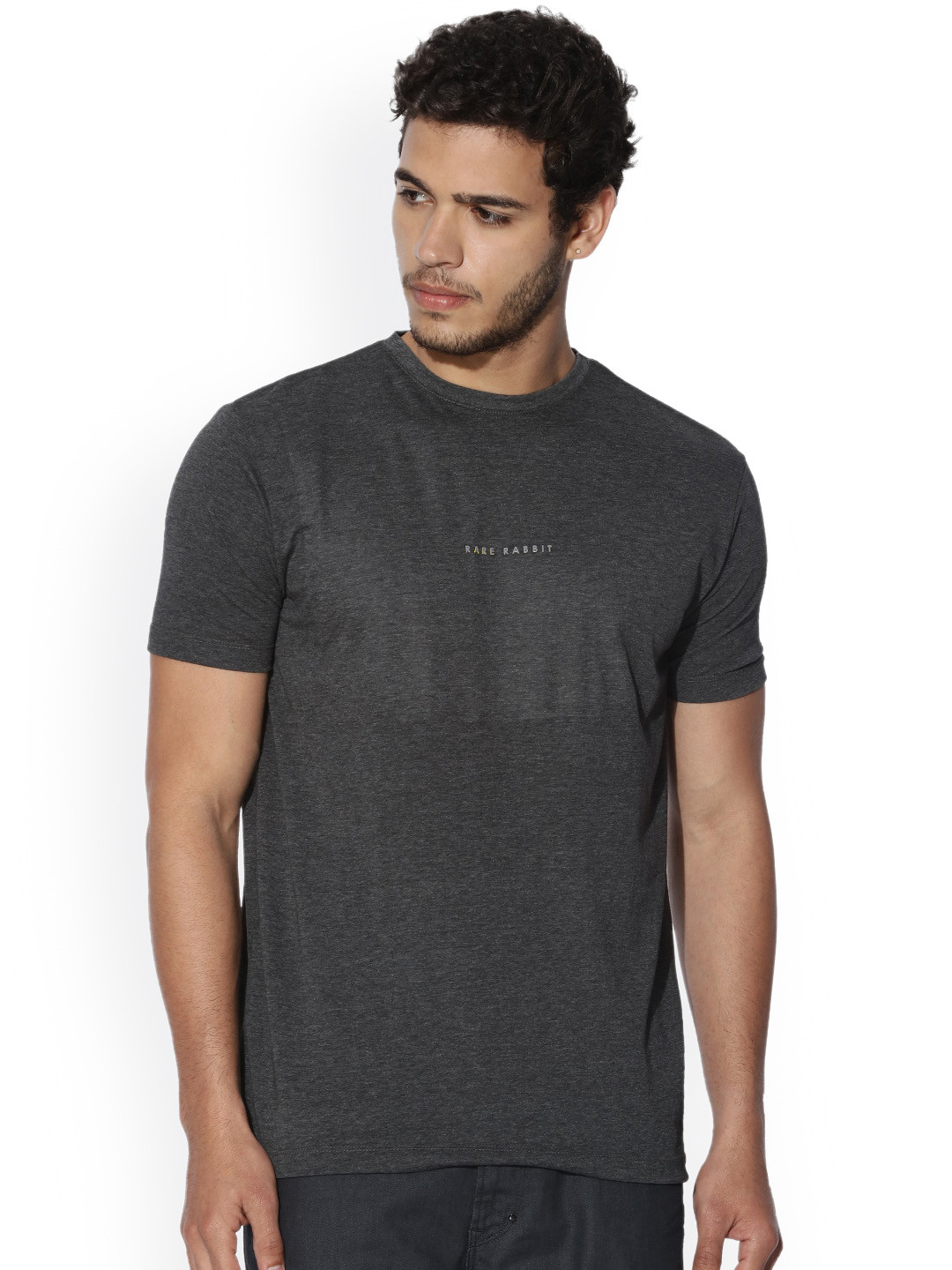 RARE RABBIT Men Grey Solid Round Neck 