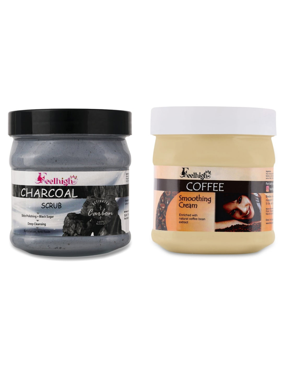 FEELHIGH Set Of Charcoal Scrub & Coffee Cream - 500ml Each