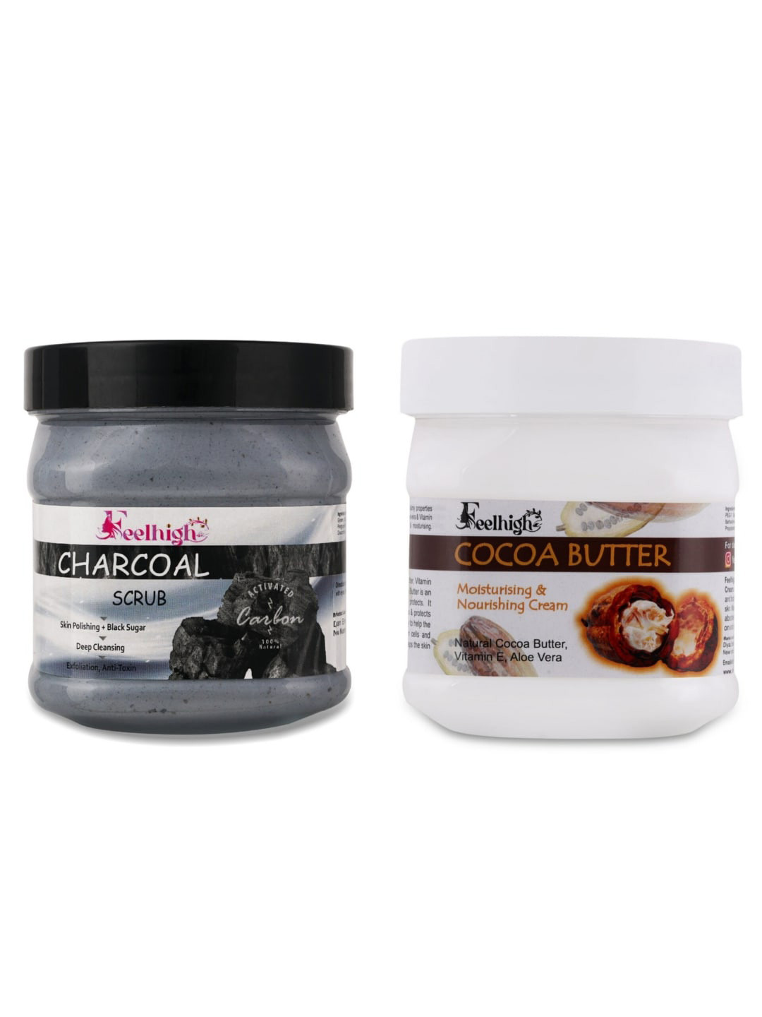 FEELHIGH Set Of Charcoal Scrub & Coca Butter Cream - 500ml Each