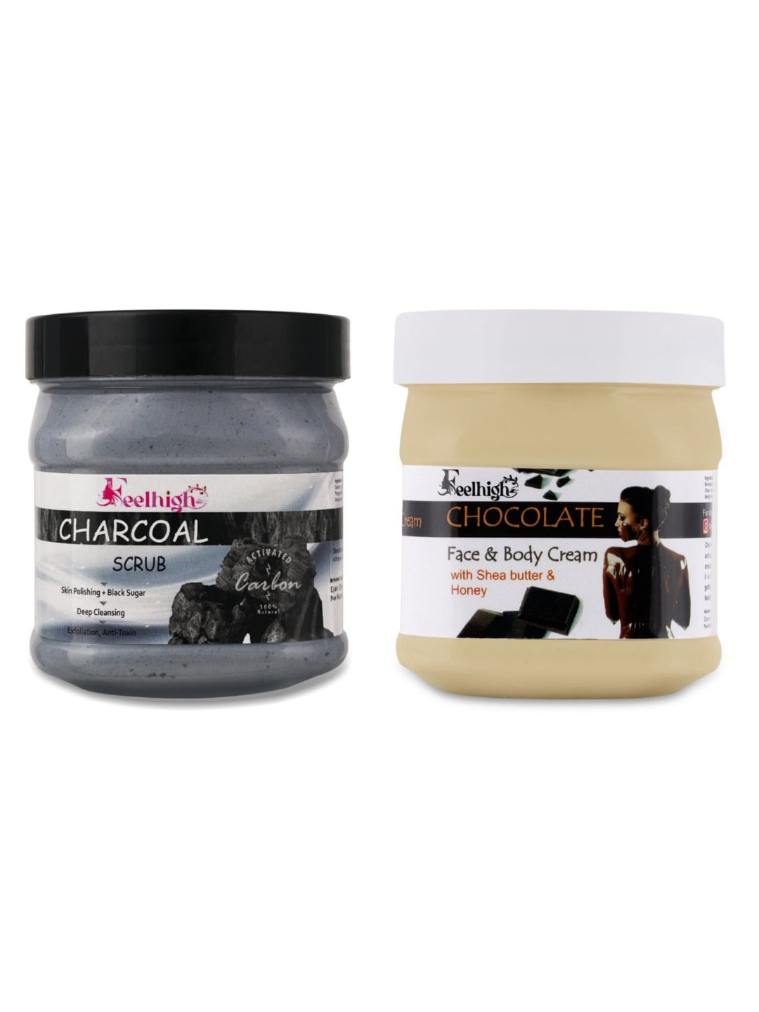 FEELHIGH Combo Of Activated Charcoal Face Scrub & Chocolate Face & Body Cream - 500ml Each