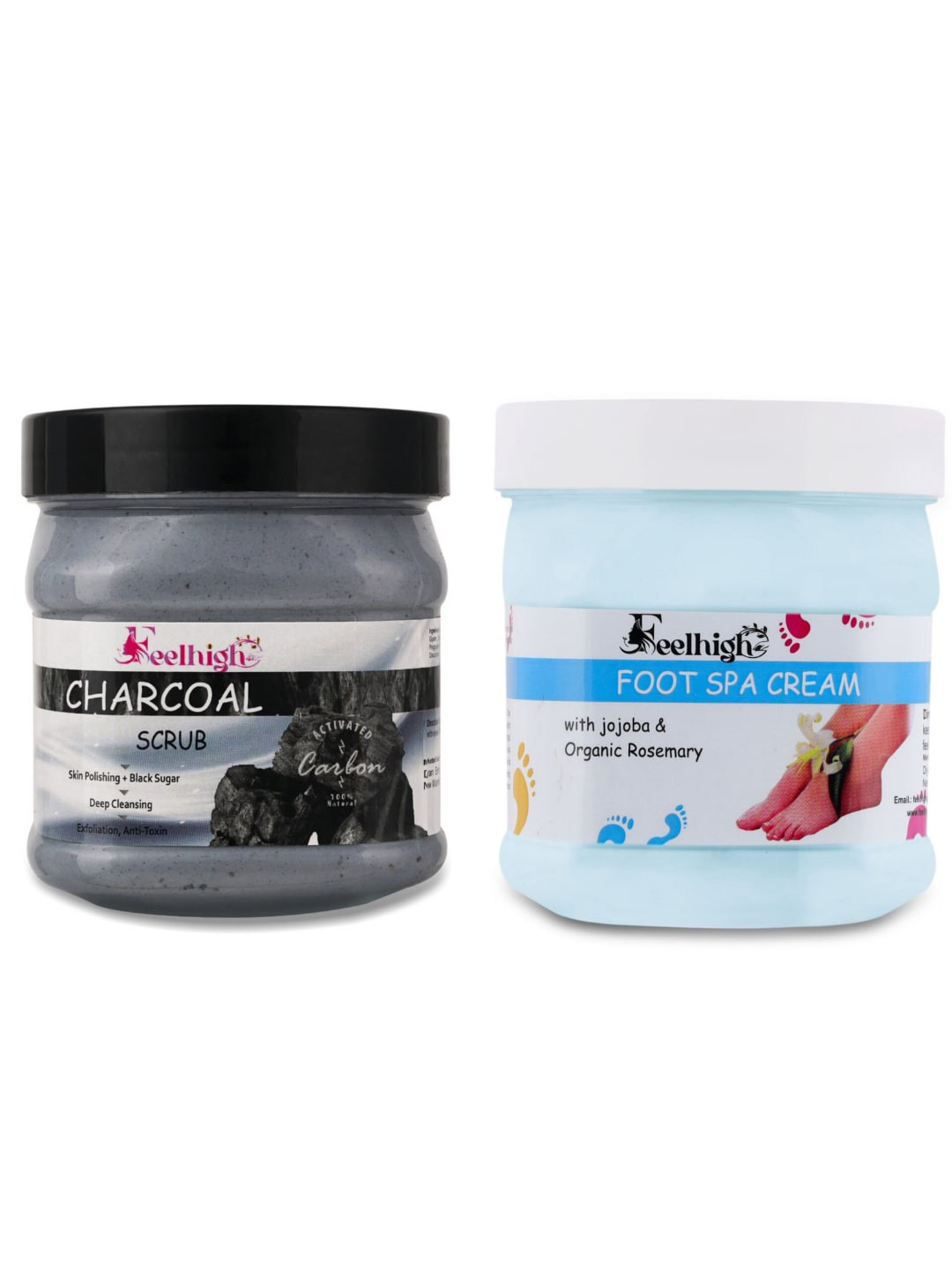 FEELHIGH Set Of Charcoal Scrub & Foot Cream - 500ml Each