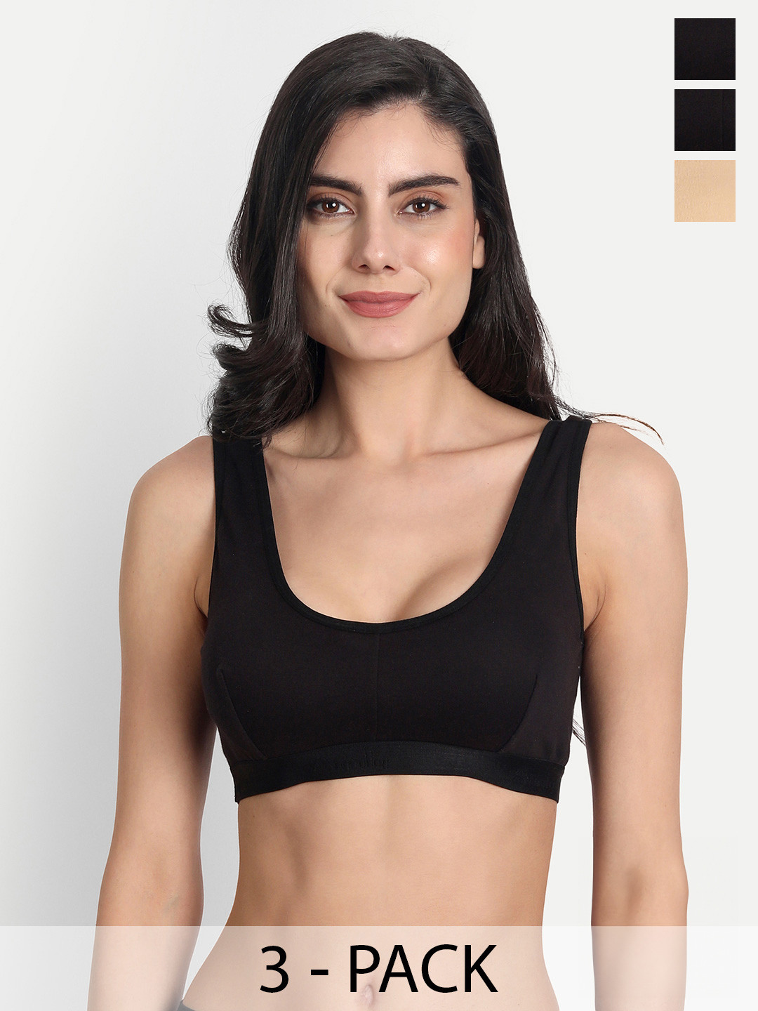 Aimly Pack Of 3 Non-Padded Non-Wired Seamless Workout Bra With All Day Comfort