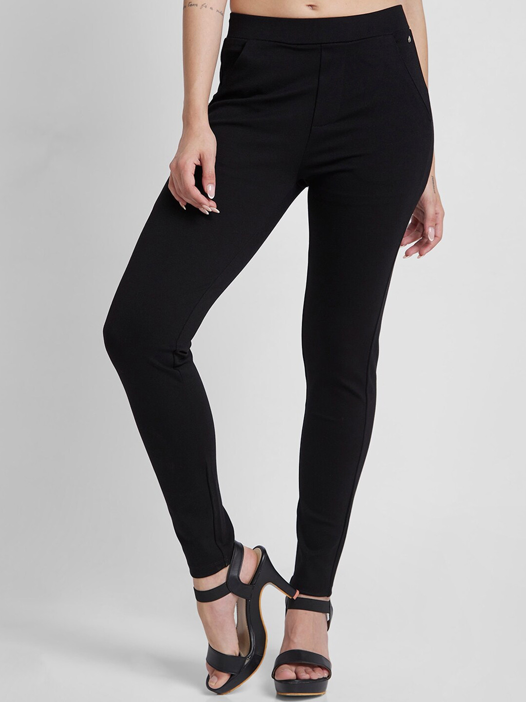 SPYKAR Women Skinny Fit Mid-Rise Ankle Length Trousers