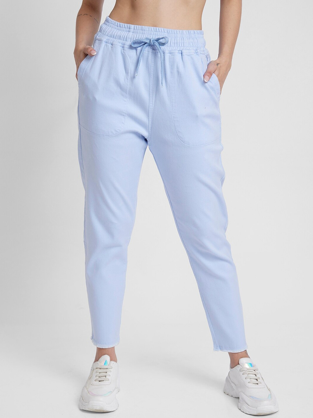 SPYKAR Mid-Rise Tapered Fit Ankle Length Cotton Track Pants